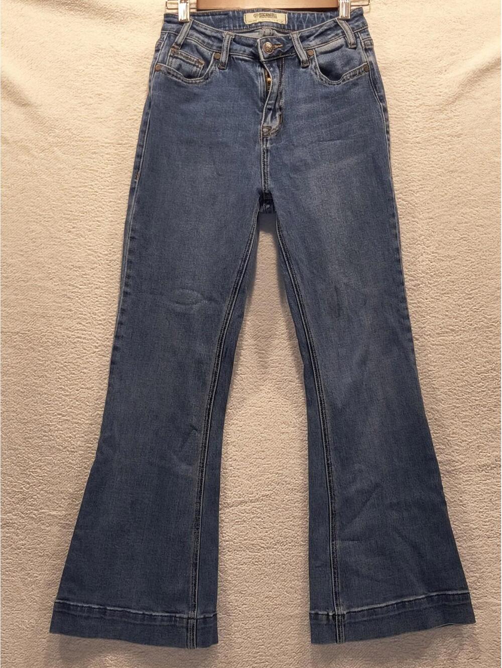 Rock & Roll Denim High Rise Trouser Flare Jeans Women (26x29) Dark Wash